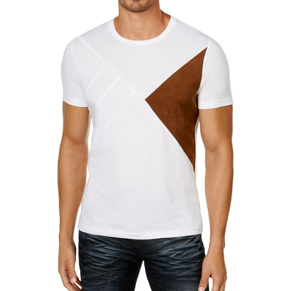 I.N.C Mens Faux-Suede Basic T-Shirt, White, XXX-Large