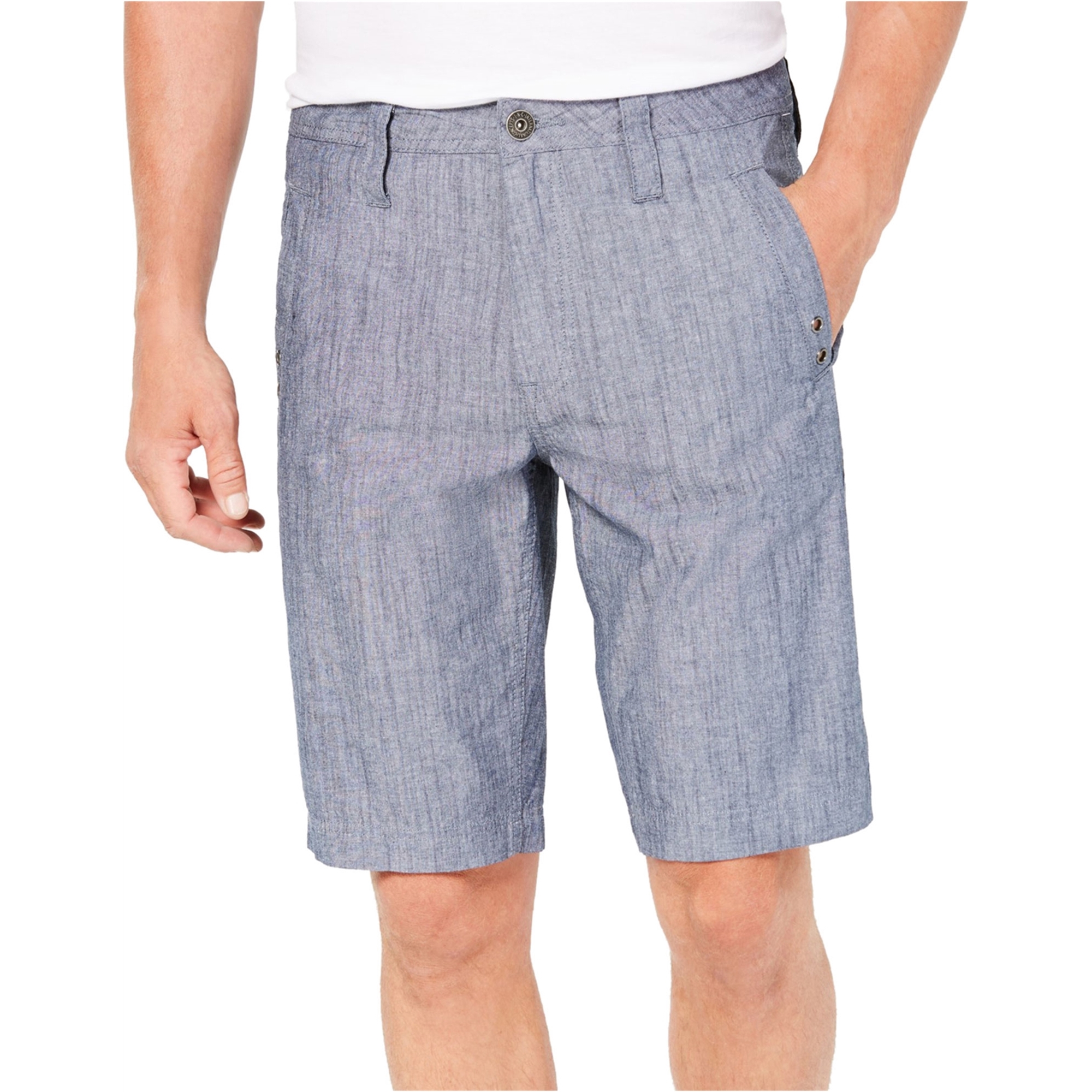 INC Mens FlatFront Stretch Casual Walking Shorts, Blue, 30
