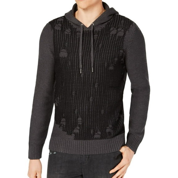 I.N.C Mens Flatline Hooded Sweater, Grey, Small