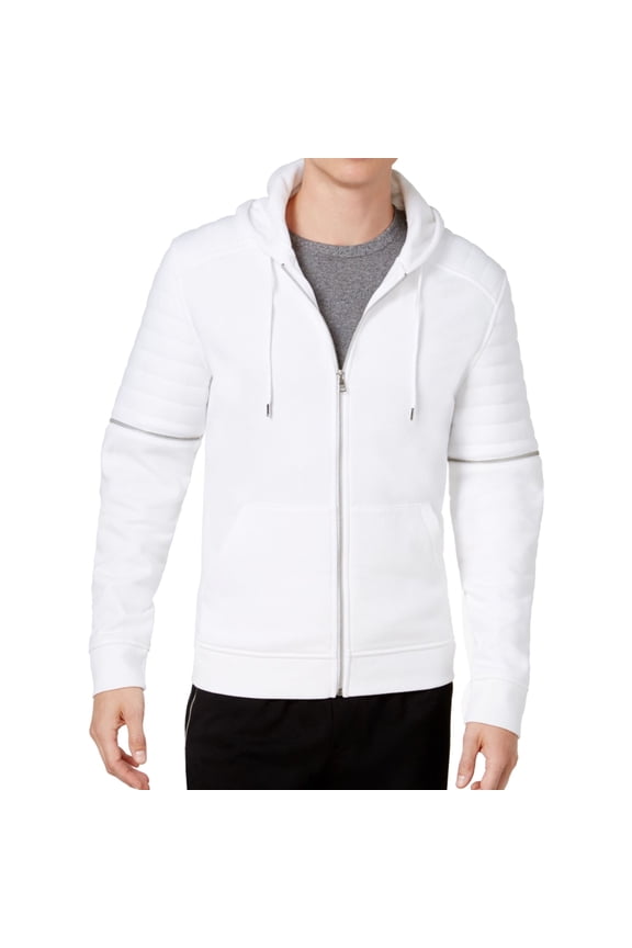 I.N.C Mens Fleece Hoodie Sweatshirt, White, XX-Large