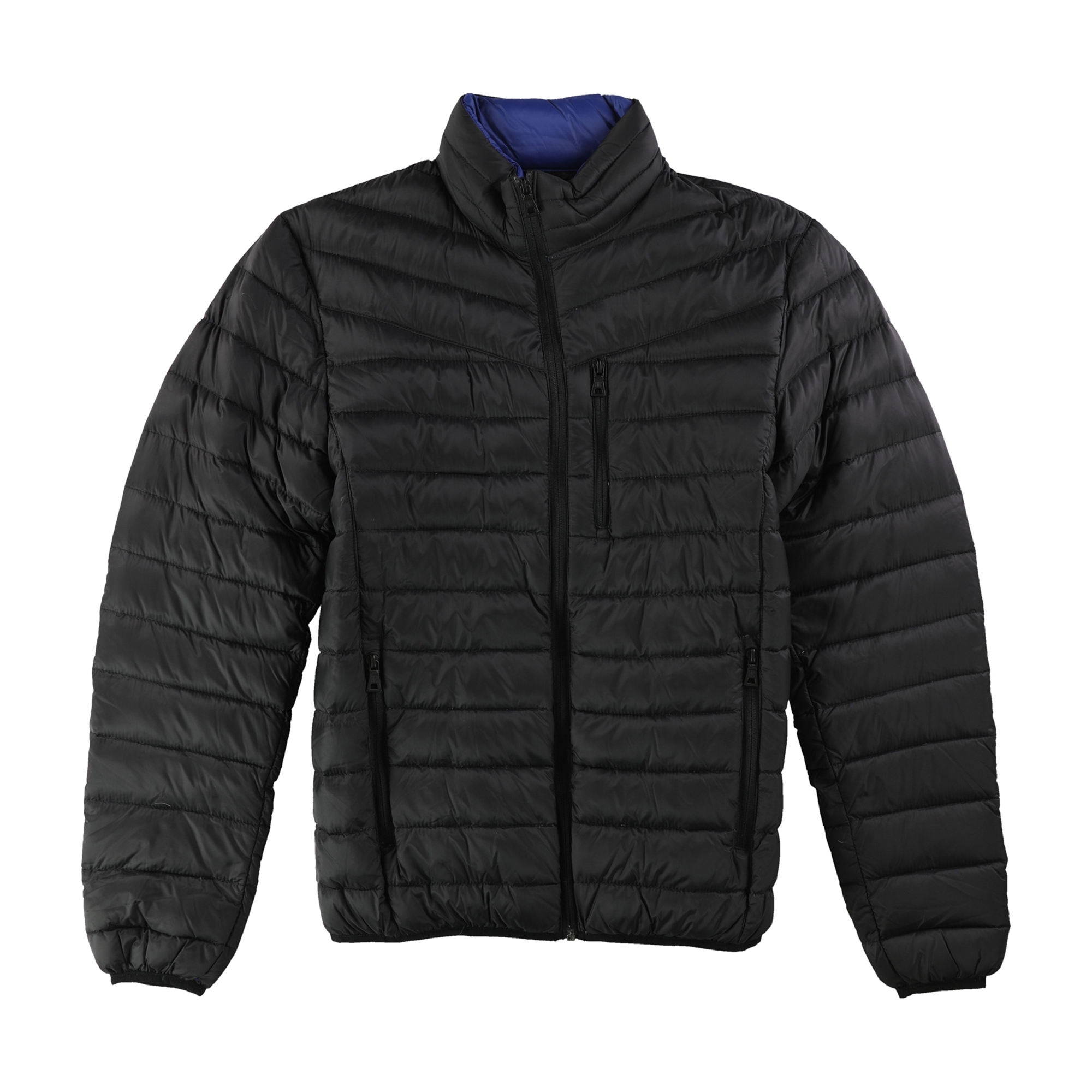 I-N-C Mens Full Zip Quilted Jacket, Black, Small