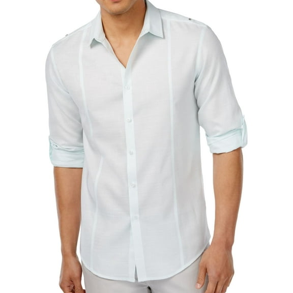 I.N.C Mens Gallagher LS Button Up Shirt, Green, X-Large