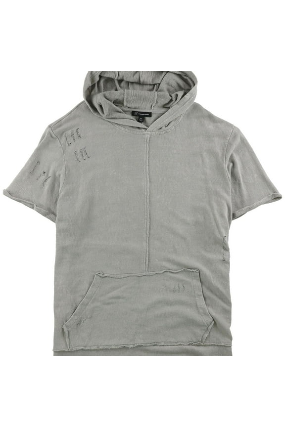 I.N.C Mens Hooded Basic T-Shirt, Grey, X-Large