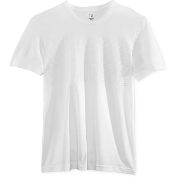 I.N.C Mens Introspection Striped Embellished T-Shirt, White, X-Large