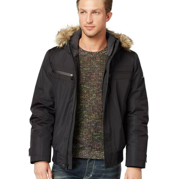 I.N.C Mens Iridescent Cire Parka Coat, Black, X-Large