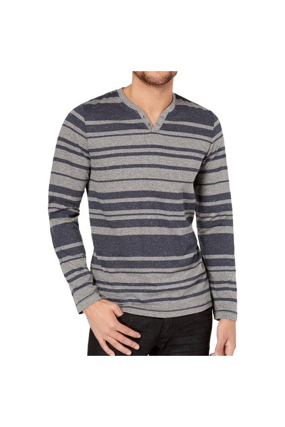 I.N.C Mens LS Henley Shirt, Grey, Large