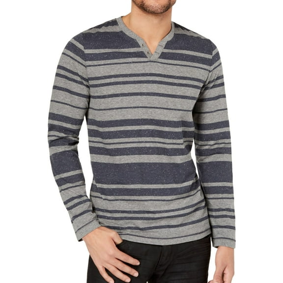 I.N.C Mens LS Henley Shirt, Grey, XX-Large