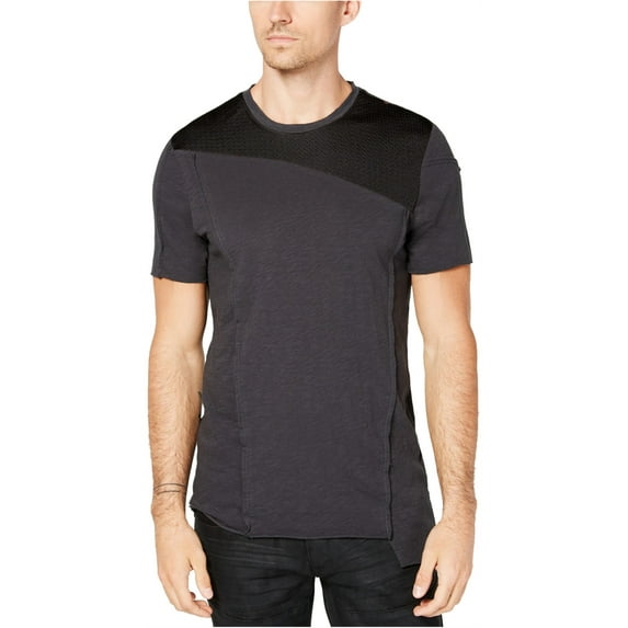 I.N.C Mens Marled Knit Basic T-Shirt, Black, X-Large