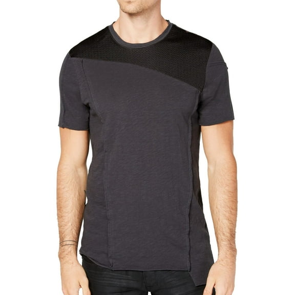 I.N.C Mens Marled Knit Basic T-Shirt, Black, XX-Large