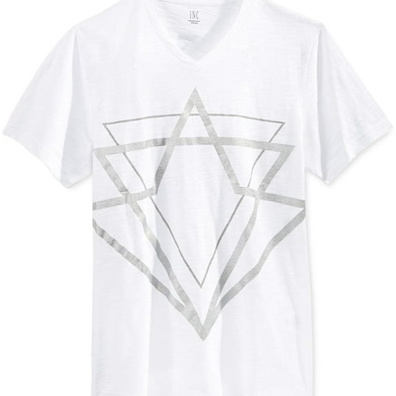 I.N.C Mens Mirror Graphic T-Shirt, White, Large