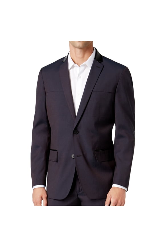 I.N.C Mens Mixed Media Two Button Blazer Jacket, Red, Small (Regular)