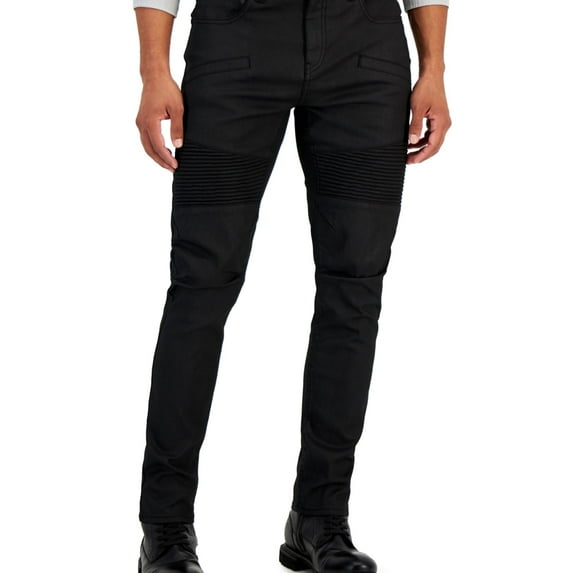 I.N.C Mens Night Coat Wash Skinny Fit Jeans, Black, 40W x 31L