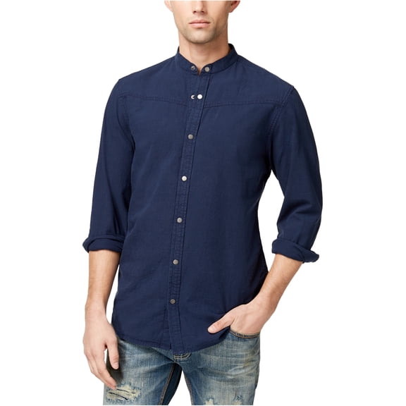 I-N-C Mens Palindrome Button Up Shirt, Blue, X-Large