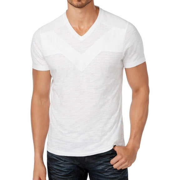 I.N.C Mens Pieced Basic T-Shirt, White, Large
