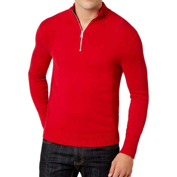 I-N-C Mens Quzrter Zip Pullover Sweater, Red, XX-Large