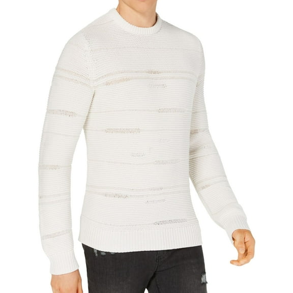 I-N-C Mens Rage Pullover Sweater, White, Medium