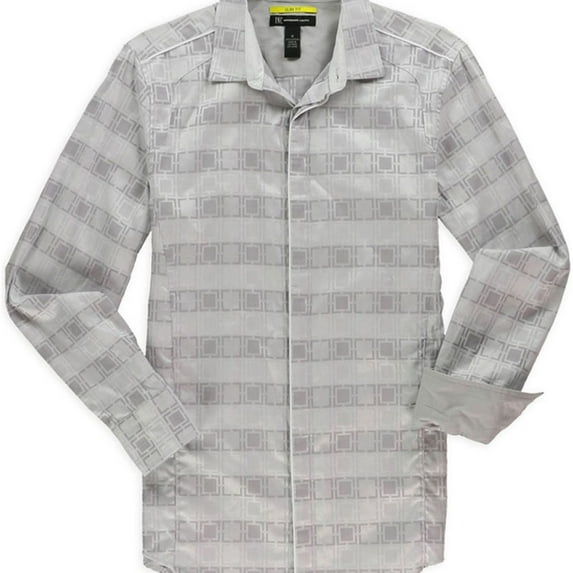 I.N.C Mens Retro Slim Fit Button Up Shirt, White, X-Large