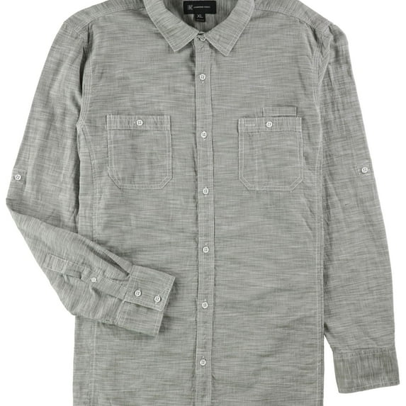 I.N.C Mens Roll Tab Button Up Shirt, Green, Small