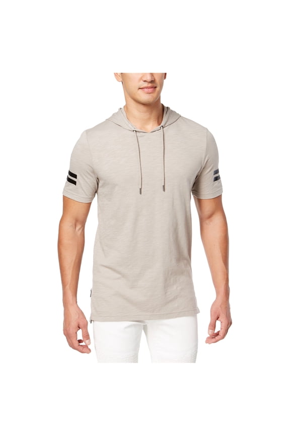 I.N.C Mens SS Hoodie Sweatshirt, Beige, Large