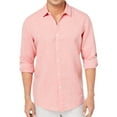 thumbnail image 1 of I-N-C Mens Seamed Roll Button Up Shirt, Pink, Large, 1 of 2