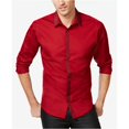 thumbnail image 1 of I-N-C Mens Shine Button Up Shirt, Red, Large, 1 of 2