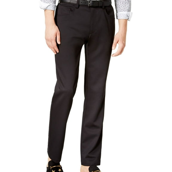 I.N.C Mens Shiny Stretch Casual Trouser Pants, Black, 38W x 30L