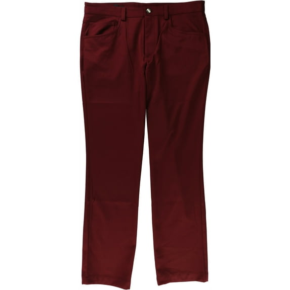 I-N-C Mens Shiny Casual Trouser Pants, Red, 36W x 30L