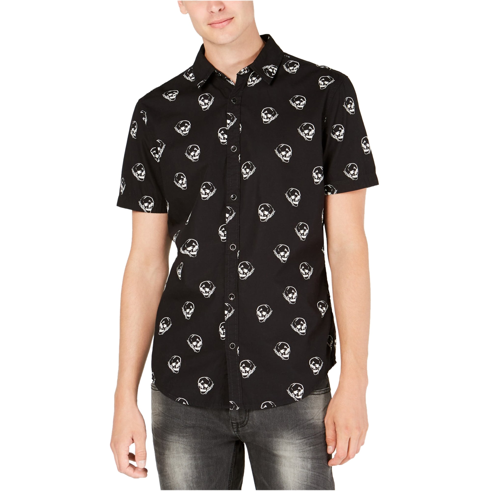 skull button up shirt