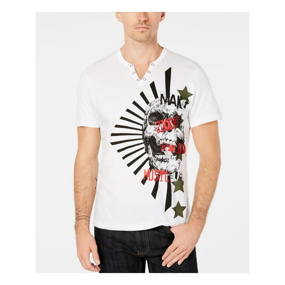 I.N.C Mens Skull Graphic T-Shirt, White, XX-Large