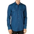 thumbnail image 1 of I.N.C Mens Solid Button Up Shirt, Blue, XX-Large, 1 of 1