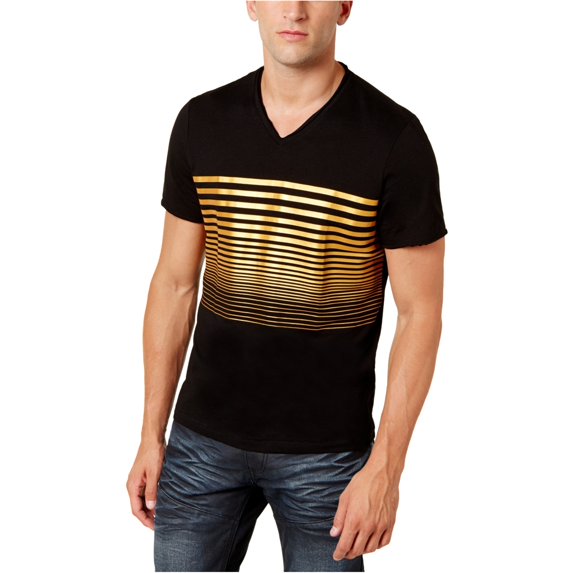 I-N-C Mens Solid Graphic T-Shirt, Black, Large