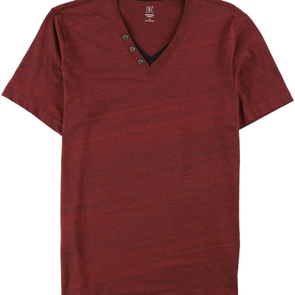 I.N.C Mens Split-Neck Henley Shirt, Red, Large