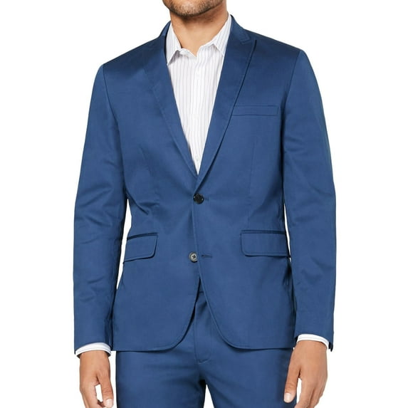 I.N.C Mens Stretch Twill Two Button Blazer Jacket, Blue, Large