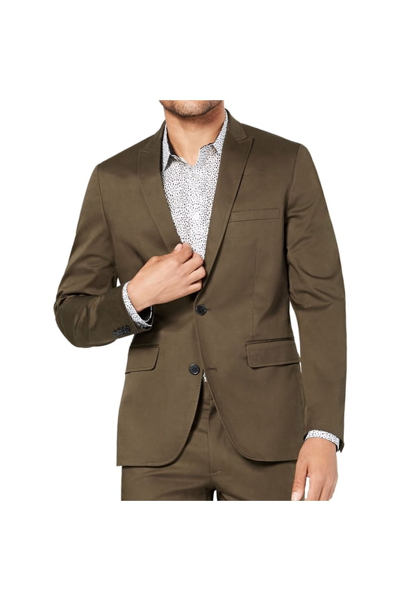 I.N.C Mens Stretch Twill Two Button Blazer Jacket, Green, XX-Large