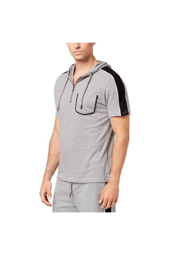 I.N.C Mens Striped Hoodie Sweatshirt, Grey, XXX-Large