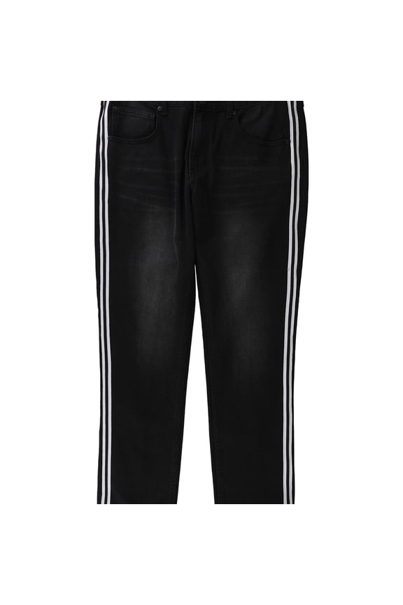 I.N.C Mens Striped Skinny Fit Jeans, Black, 36W x 34L