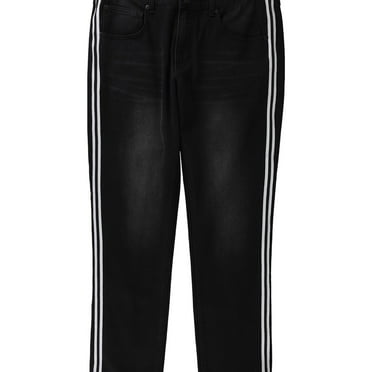 I.N.C Mens Striped Skinny Fit Jeans, Black, 40W x 30L