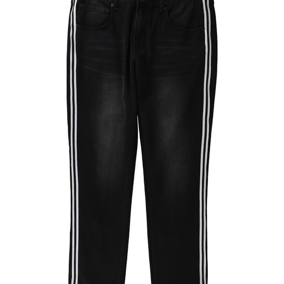 I.N.C Mens Striped Skinny Fit Jeans, Black, 40W x 30L