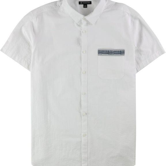 I.N.C Mens Textured Button Up Shirt, White, XX-Large