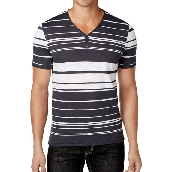 I.N.C Mens Textured Y-Neck Basic T-Shirt, Grey, XXX-Large