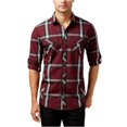 thumbnail image 1 of I-N-C Mens Thymine Plaid Button Up Shirt, Red, Medium, 1 of 2