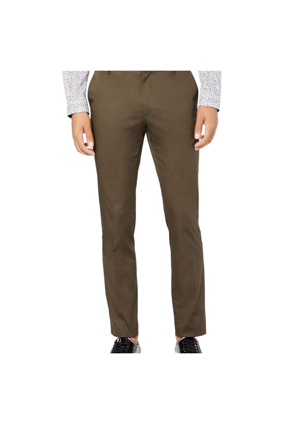 I.N.C Mens Ultra Stretch Casual Trouser Pants, Green, 30W x 30L
