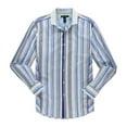 thumbnail image 1 of I-N-C Mens Variegated Button Up Shirt, Blue, Small, 1 of 4