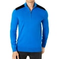 thumbnail image 1 of I-N-C Mens Velvet Shoulder Knit Sweater, Blue, XX-Large, 1 of 1