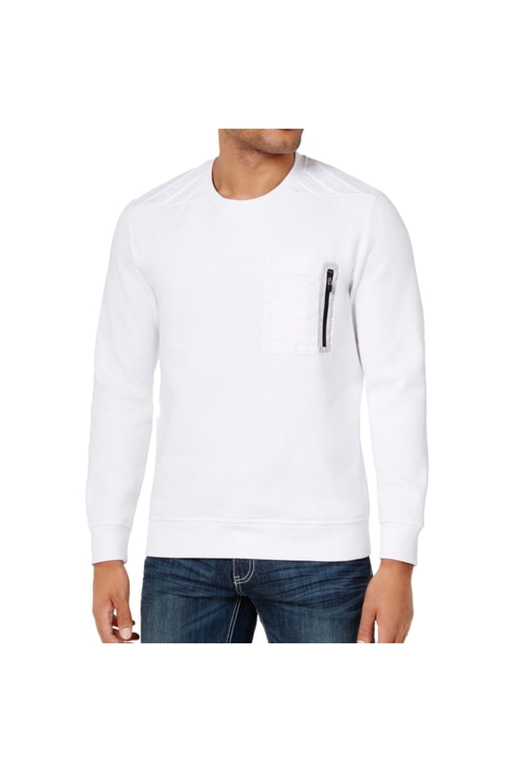 I.N.C Mens Zip-Pocket Sweatshirt, White, XXX-Large