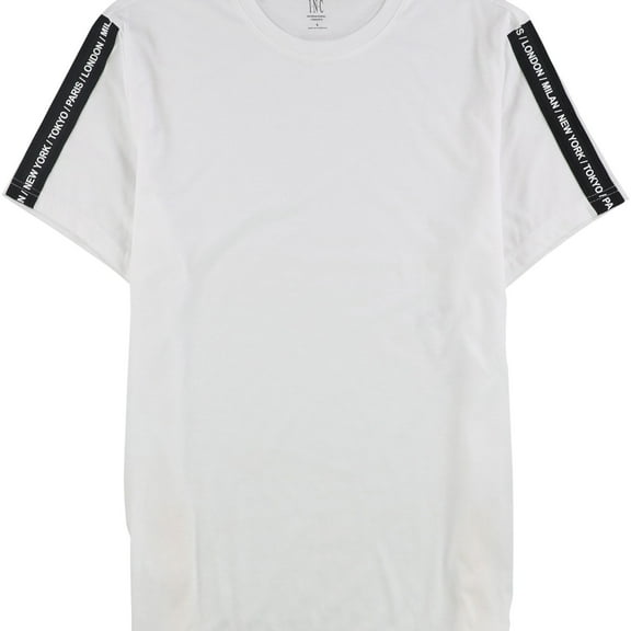 I.N.C Mens Zippered Basic T-Shirt, White, Large