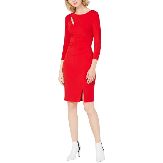 I-N-C Womens 3/4 Sleeve Bodycon Dress, Red, Large