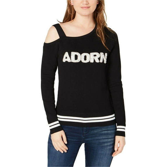I-N-C Womens Adorn Asymmetrical Pullover Sweater, Black, Medium