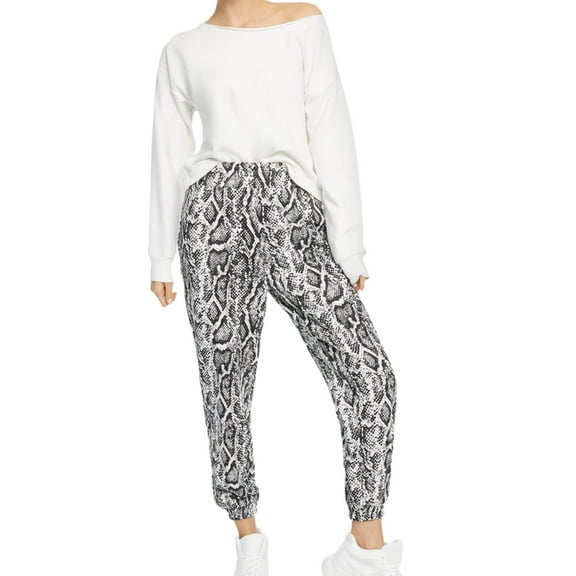 I.N.C Womens Animal-Print Casual Trouser Pants, Black, Small