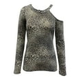 thumbnail image 1 of I.N.C Womens Asymmetrical Animal-Print One Shoulder Blouse, Beige, Large, 1 of 2